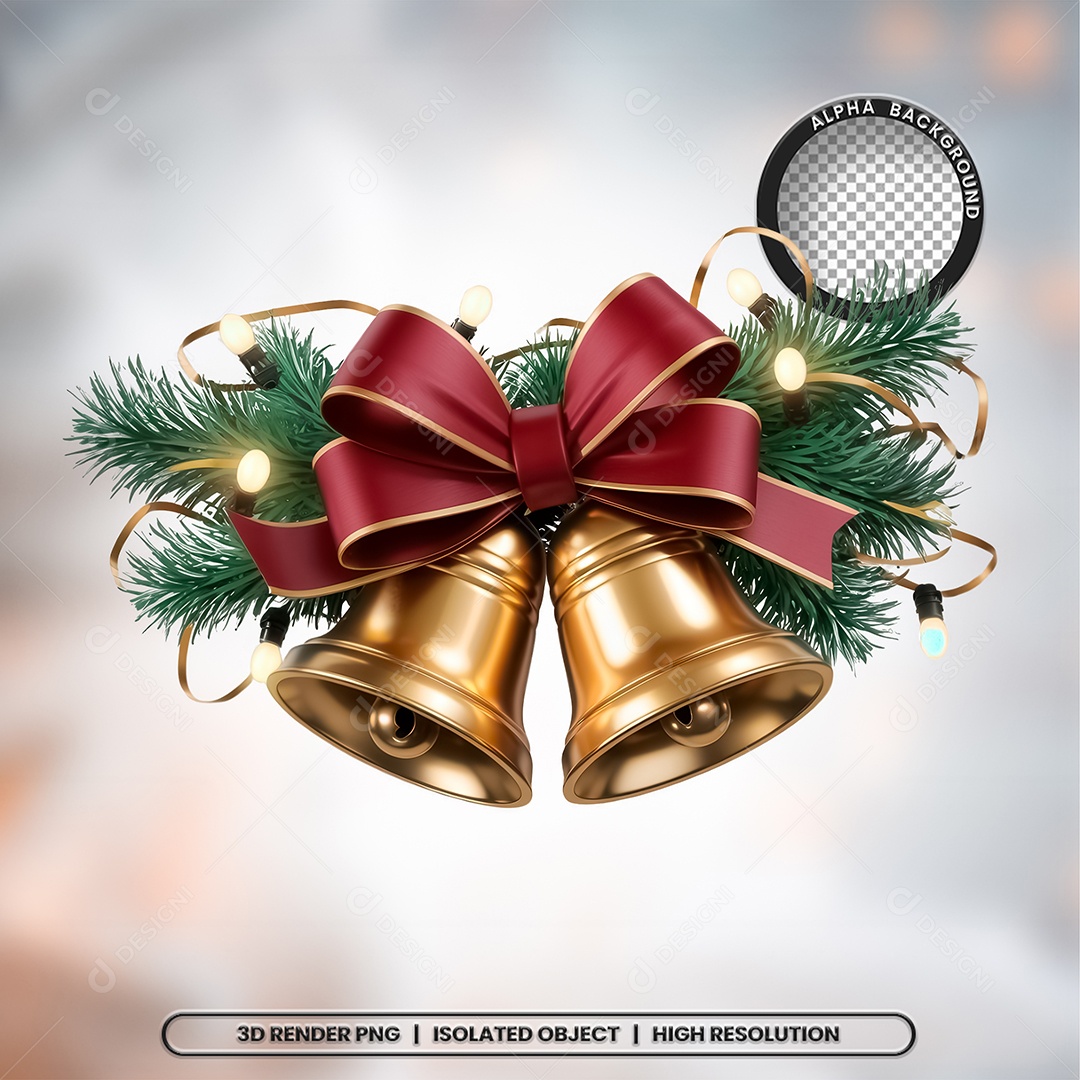 Selo 3D Render Sino de Natal Elemento Ícone PSD