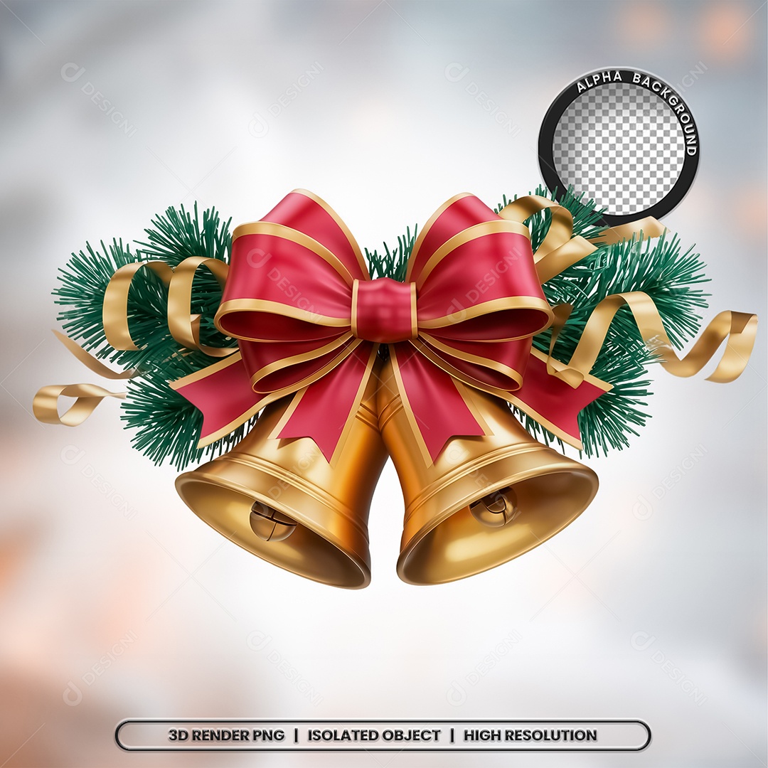 Selo 3D Render Sino de Natal Elemento Ícone PSD