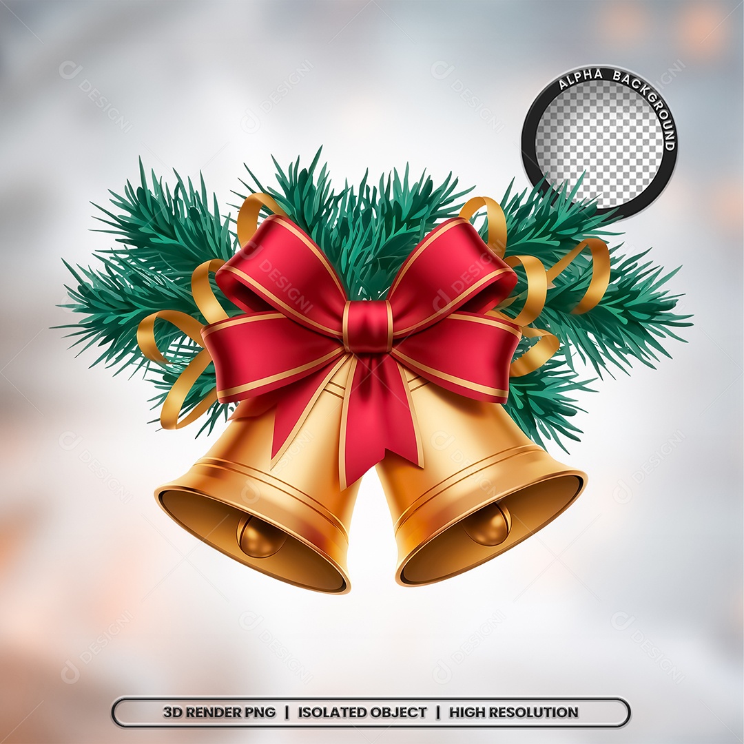 Selo 3D Render Sino de Natal Elemento Ícone PSD