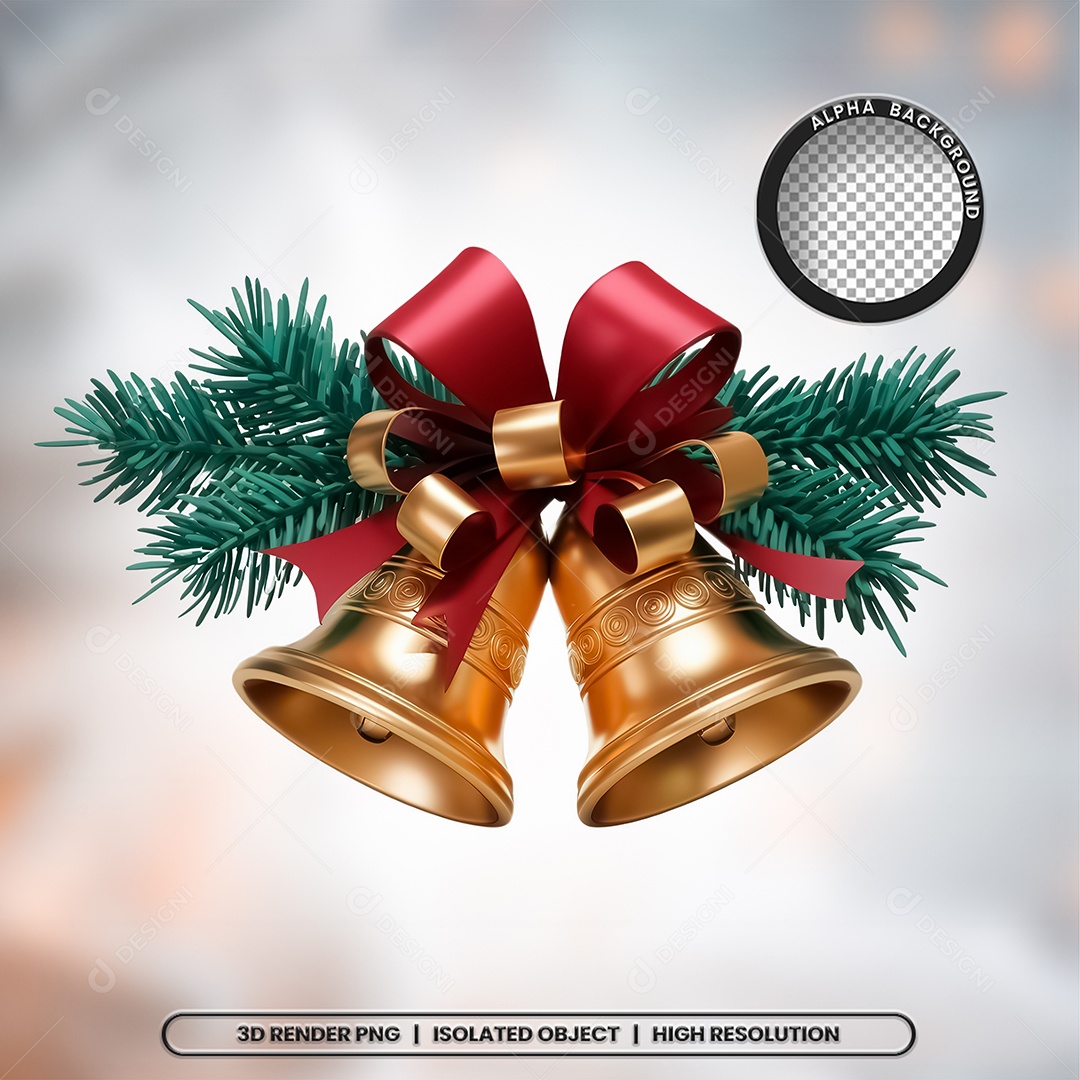 Selo 3D Render Sino de Natal Elemento Ícone PSD