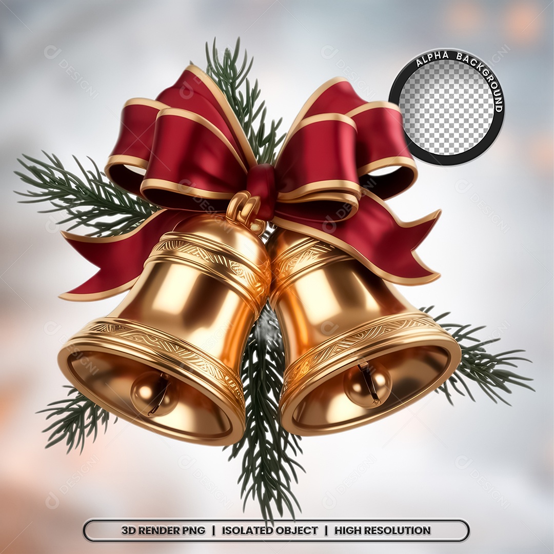 Selo 3D Render Sino de Natal Elemento Ícone PSD