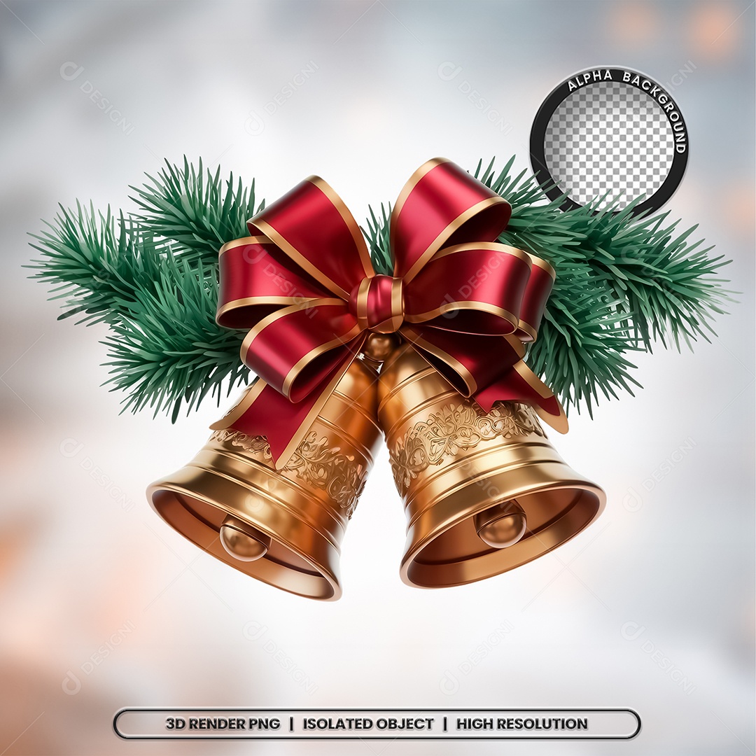 Selo 3D Render Sino de Natal Elemento Ícone PSD