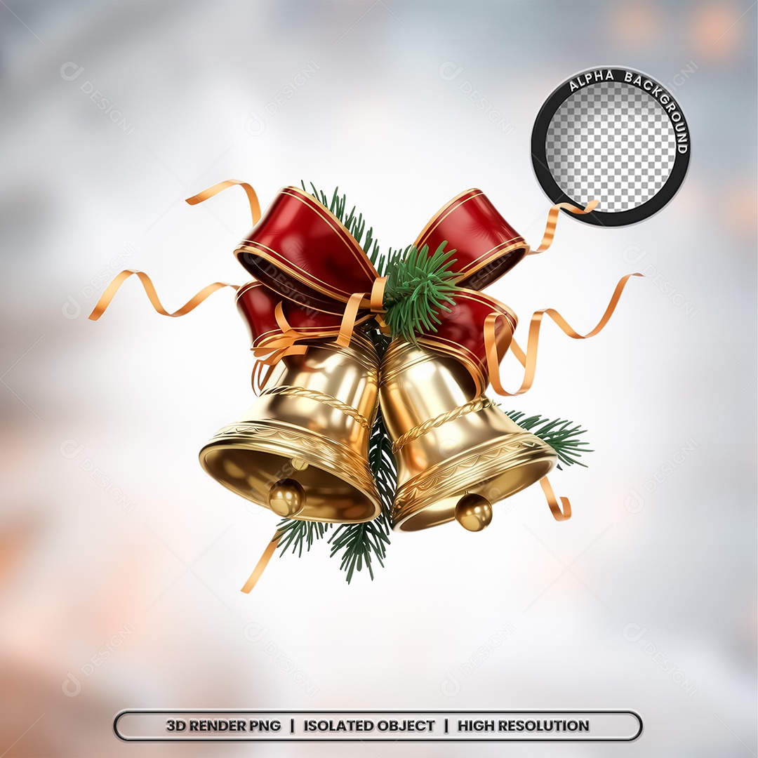 Selo 3D Render Sino de Natal Elemento Ícone PSD