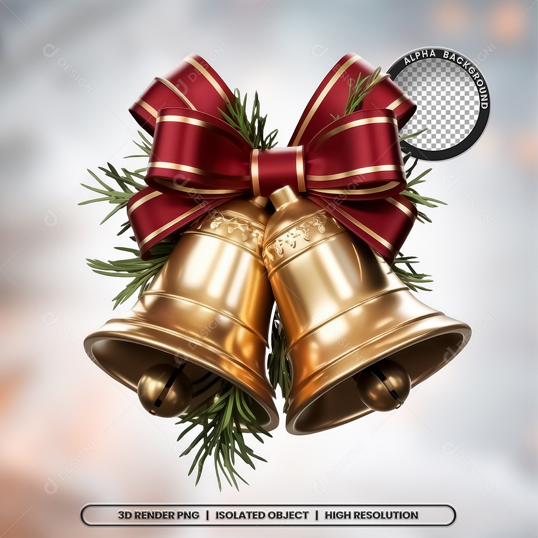 Selo 3D Render Sino de Natal Elemento Ícone PSD