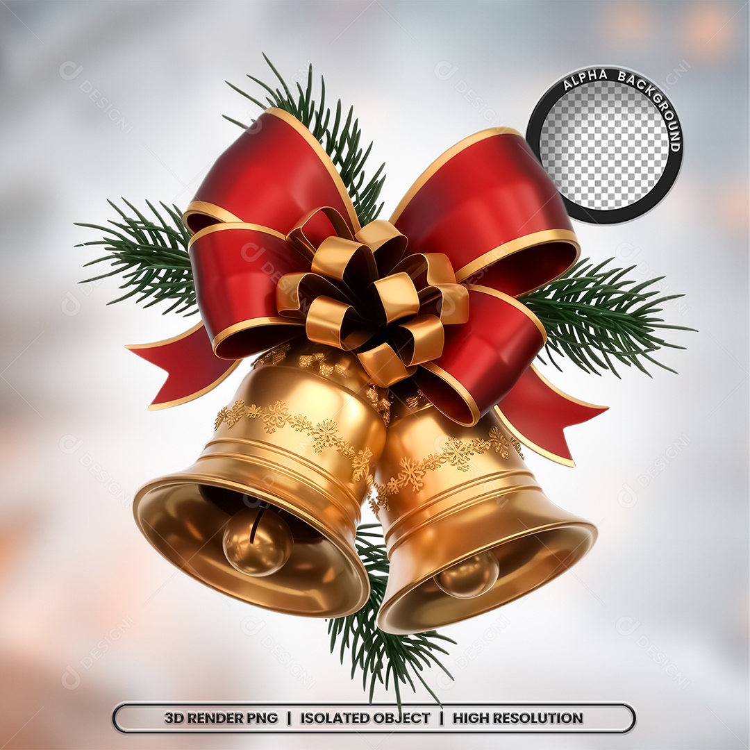 Selo 3D Render Sino de Natal Elemento Ícone PSD