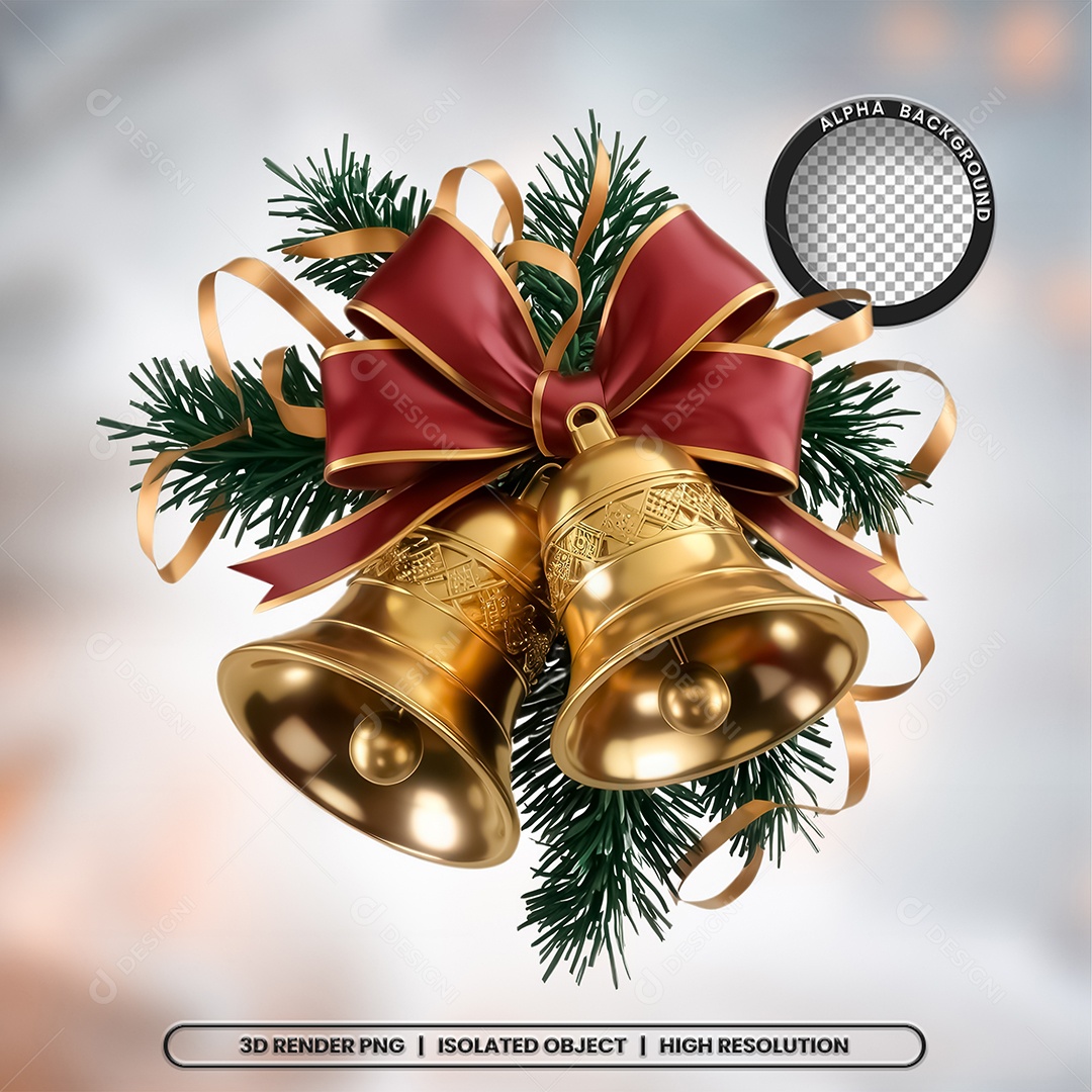 Selo 3D Render Sino de Natal Elemento Ícone PSD