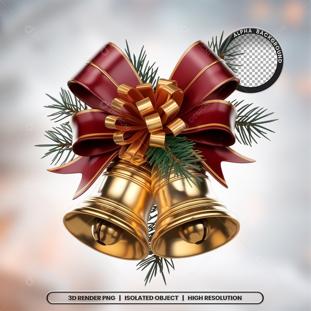 Selo 3D Render Sino de Natal Elemento Ícone PSD