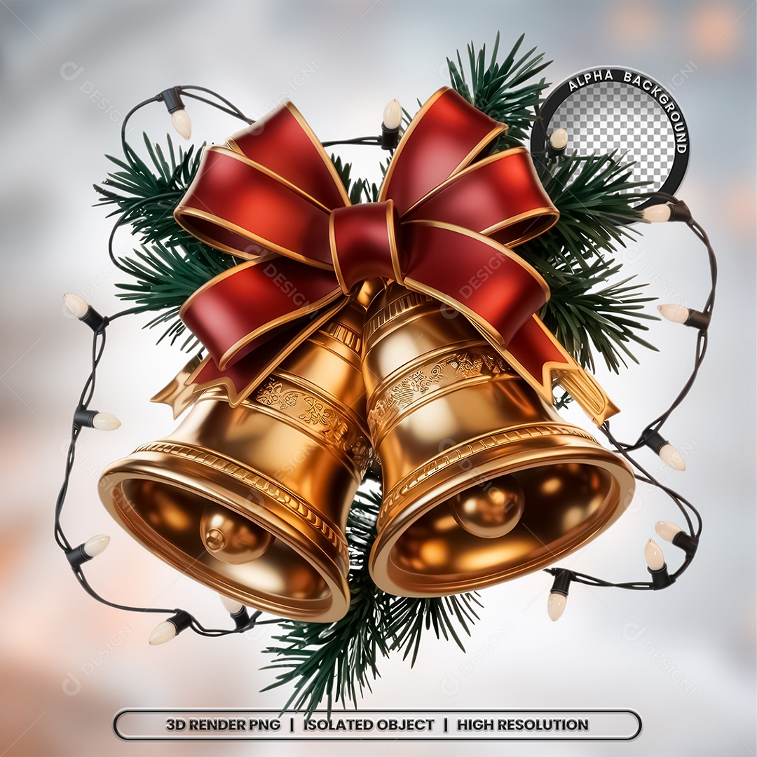 Selo 3D Render Sino de Natal Elemento Ícone PSD