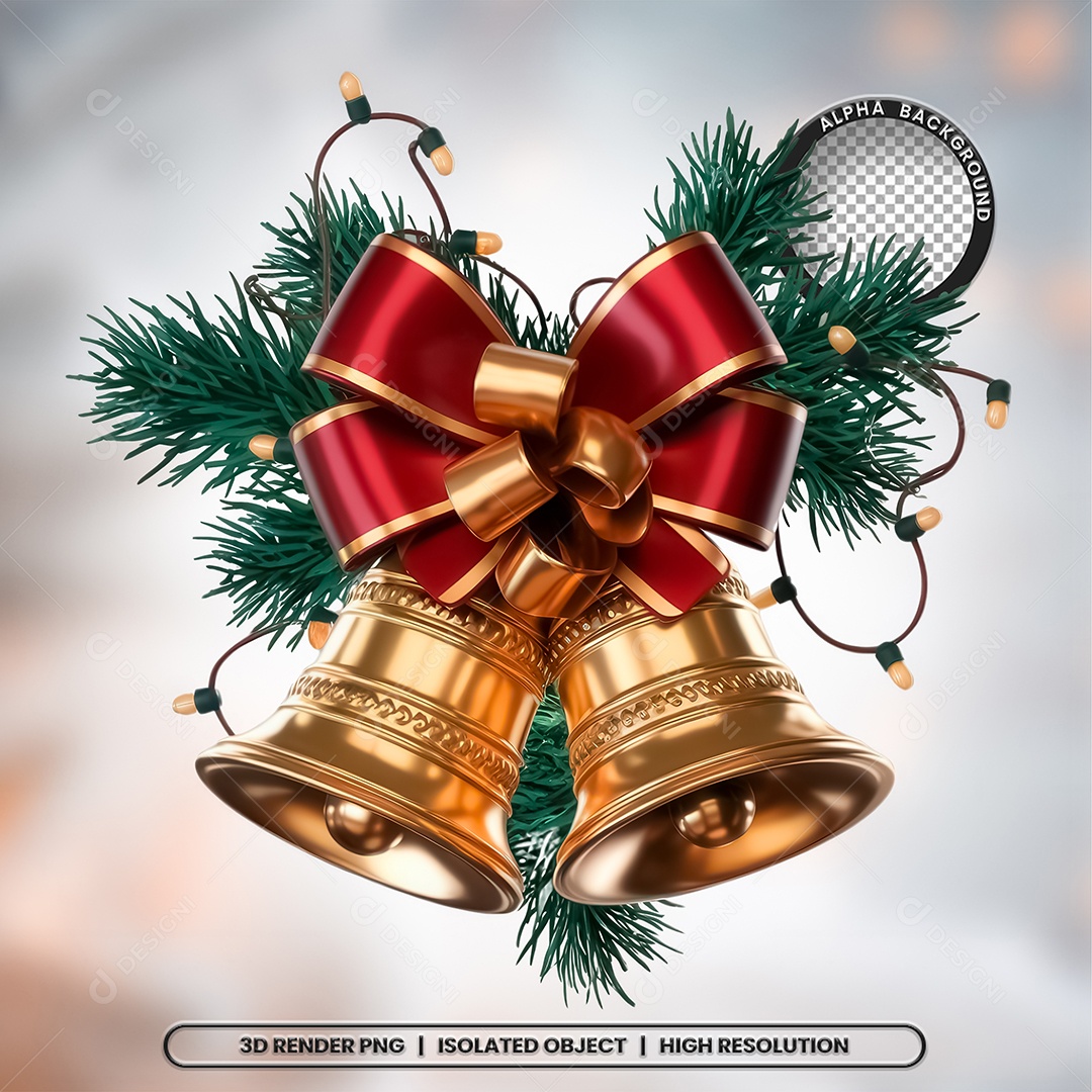 Selo 3D Render Sino de Natal Elemento Ícone PSD