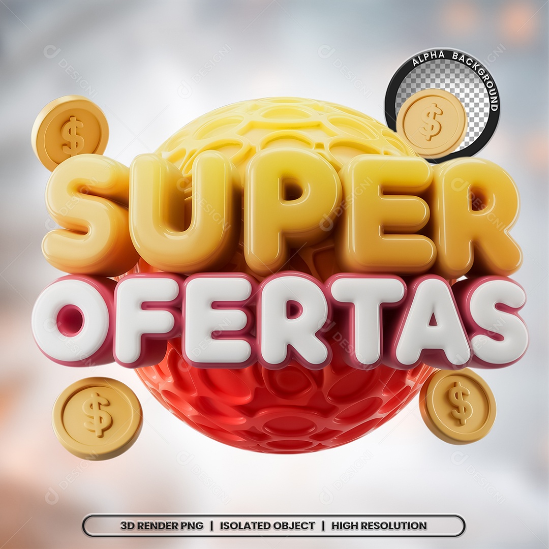 Selo 3D Render Super Ofertas Elemento Ícone PSD
