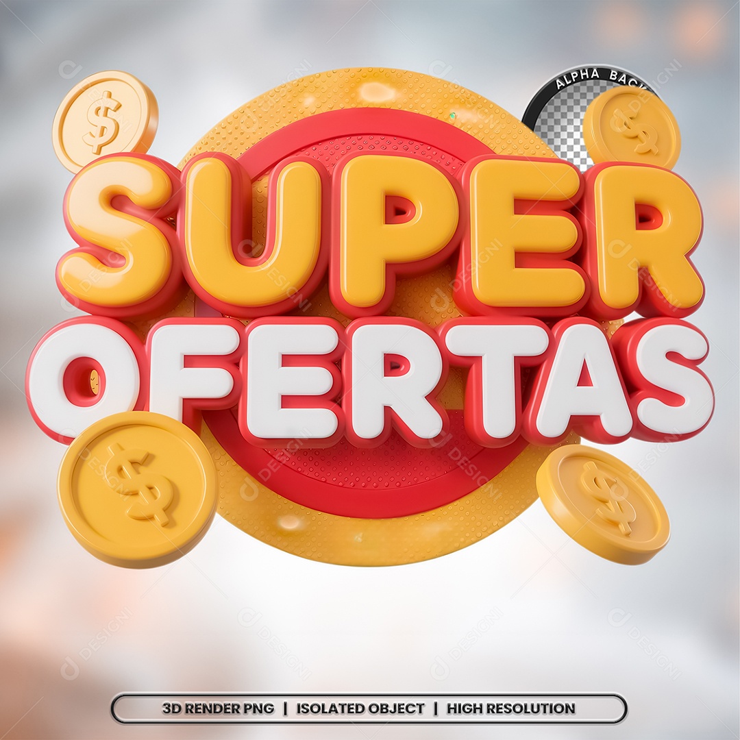 Selo 3D Render Super Ofertas Elemento Ícone PSD