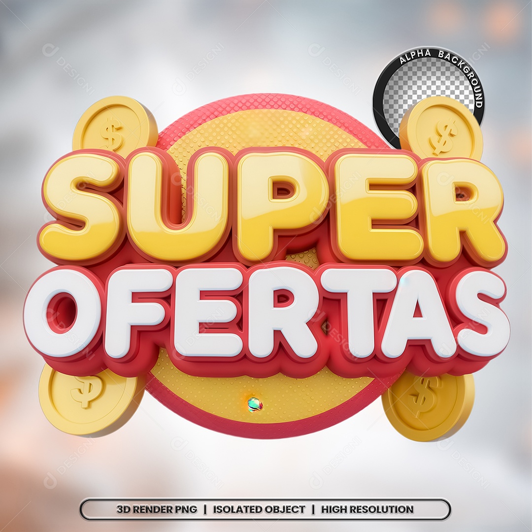 Selo 3D Render Super Ofertas Elemento Ícone PSD