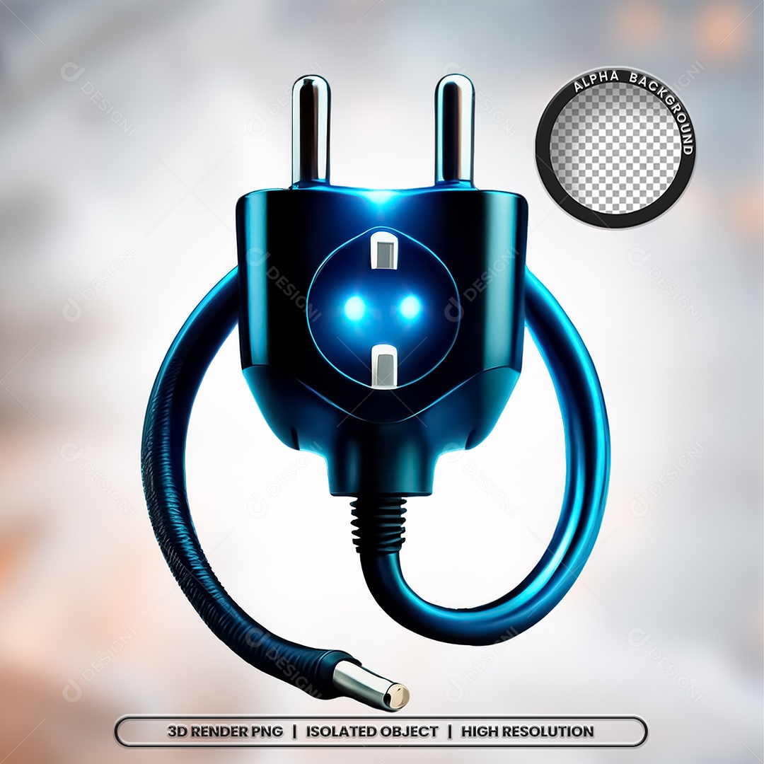 Selo 3D Render Tomada Elemento Ícone PSD