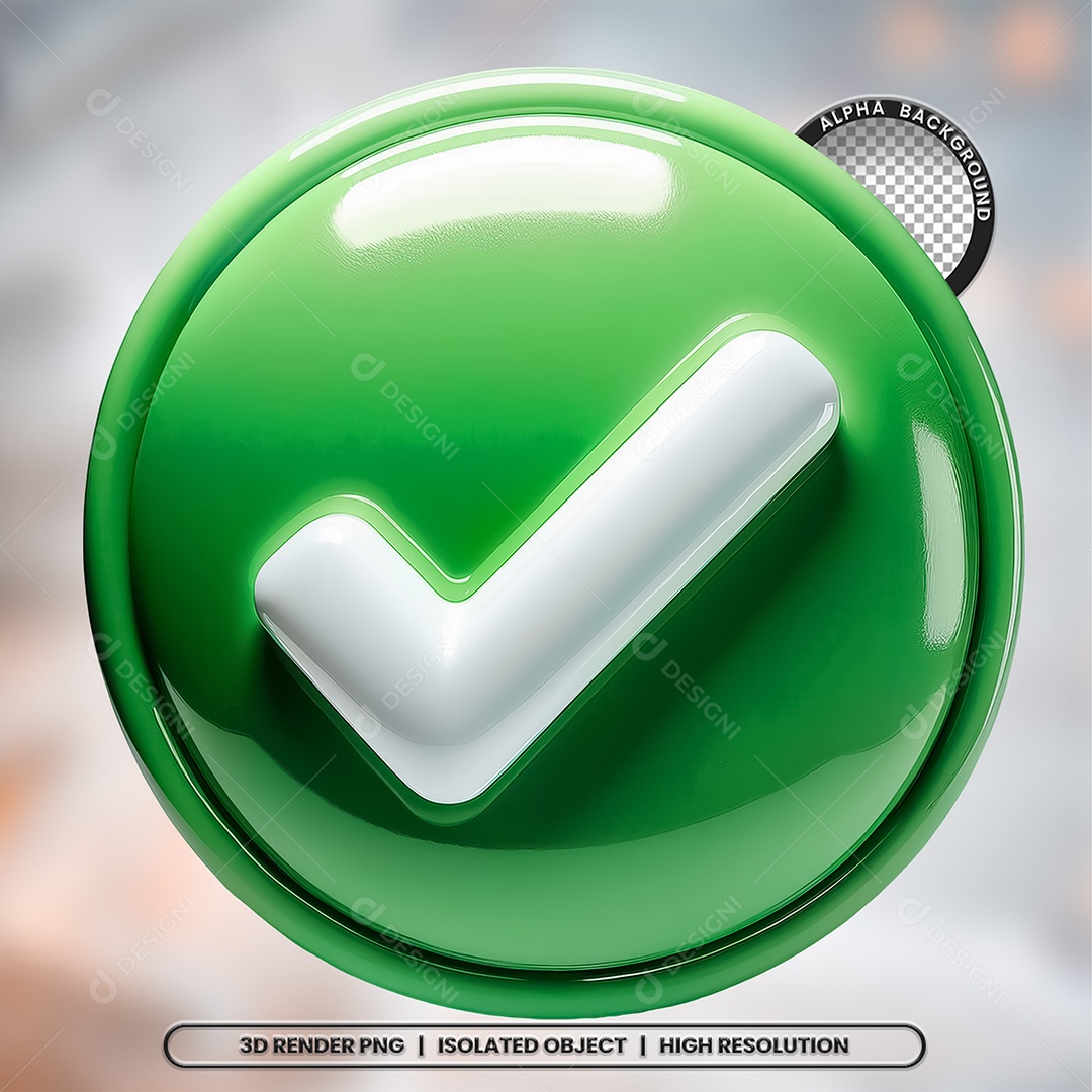 Selo 3D Render Visto Verificado Elemento Ícone PSD