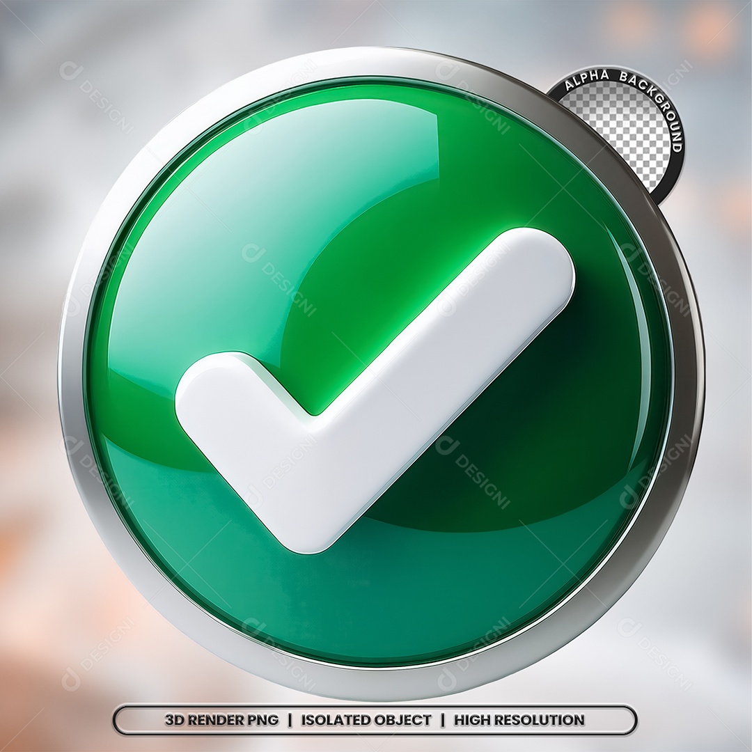 Selo 3D Render Visto Verificado Elemento Ícone PSD