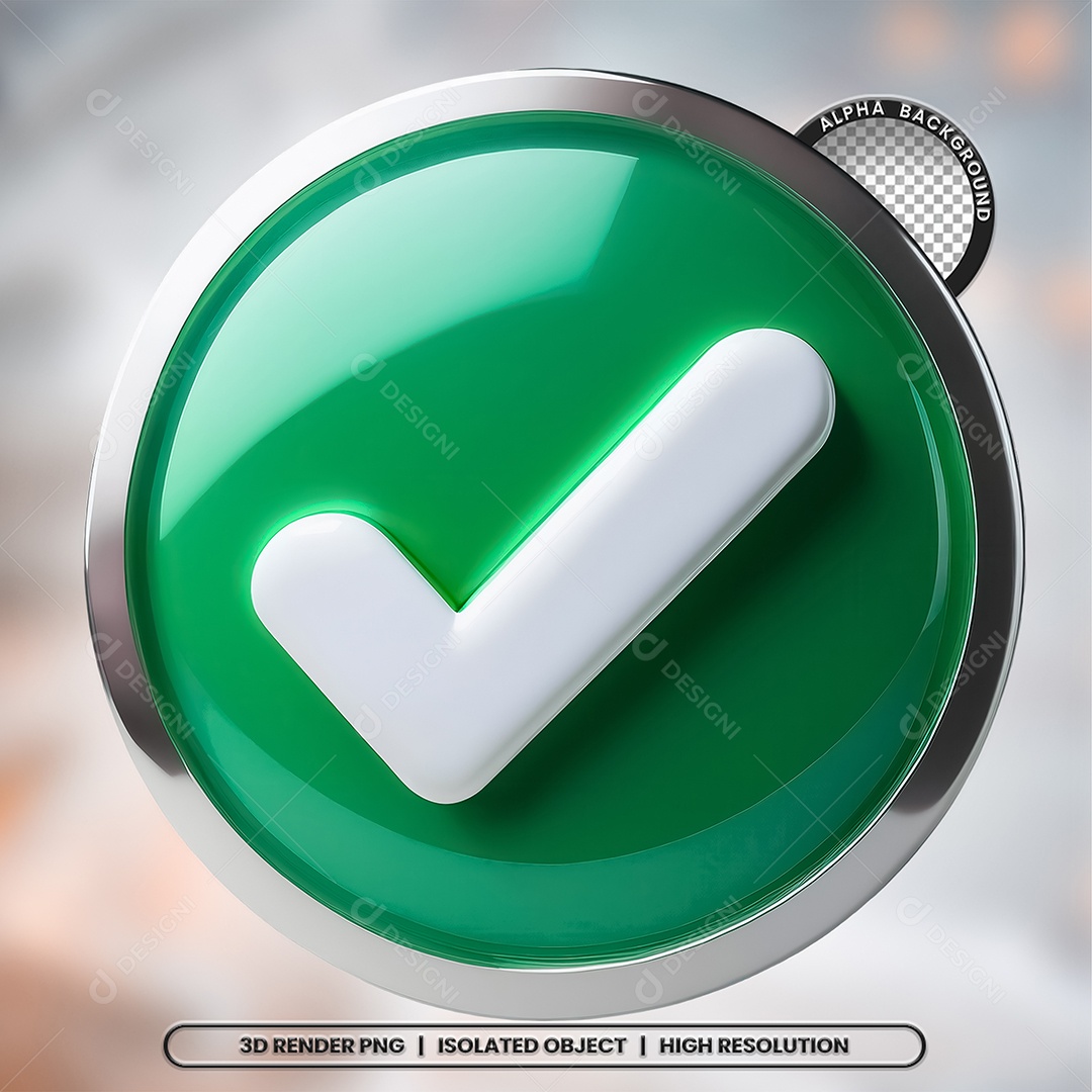 Selo 3D Render Visto Verificado Elemento Ícone PSD