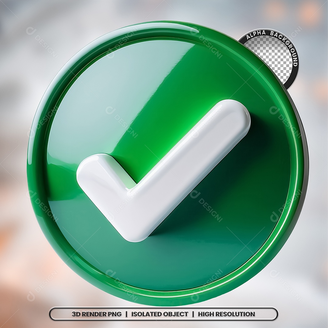 Selo 3D Render Visto Verificado Elemento Ícone PSD