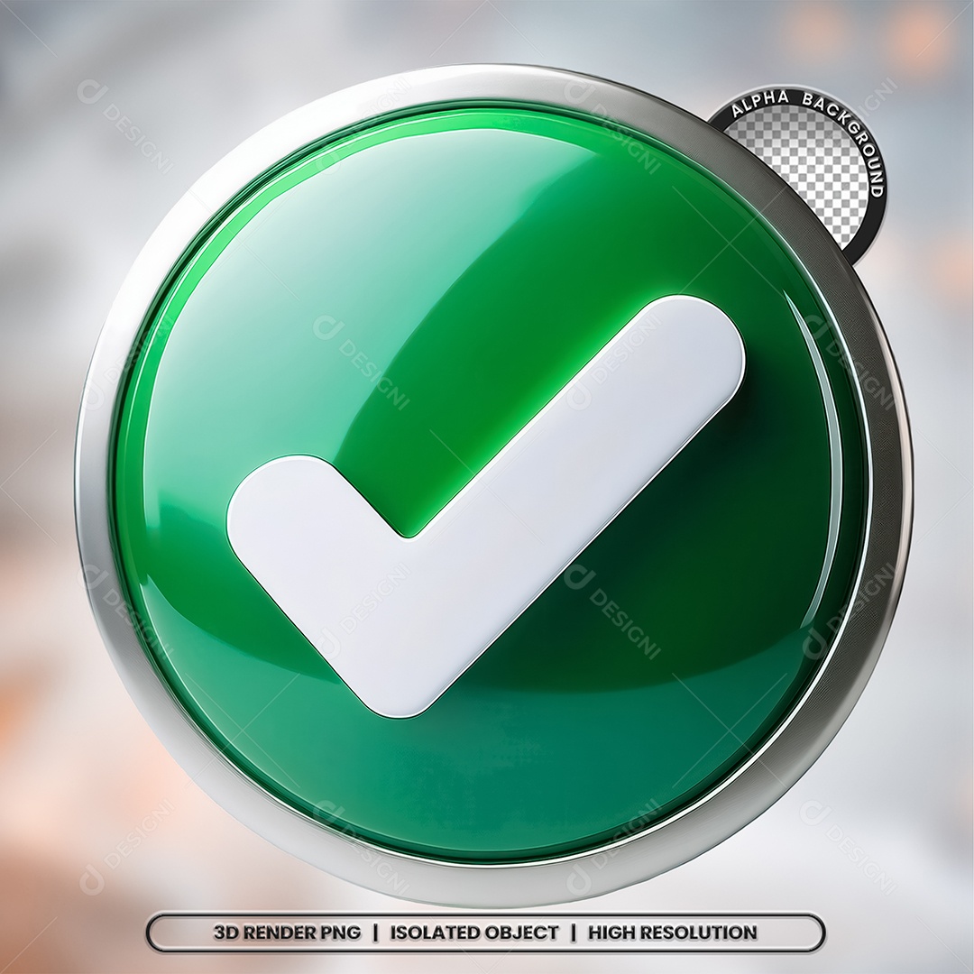 Selo 3D Render Visto Verificado Elemento Ícone PSD