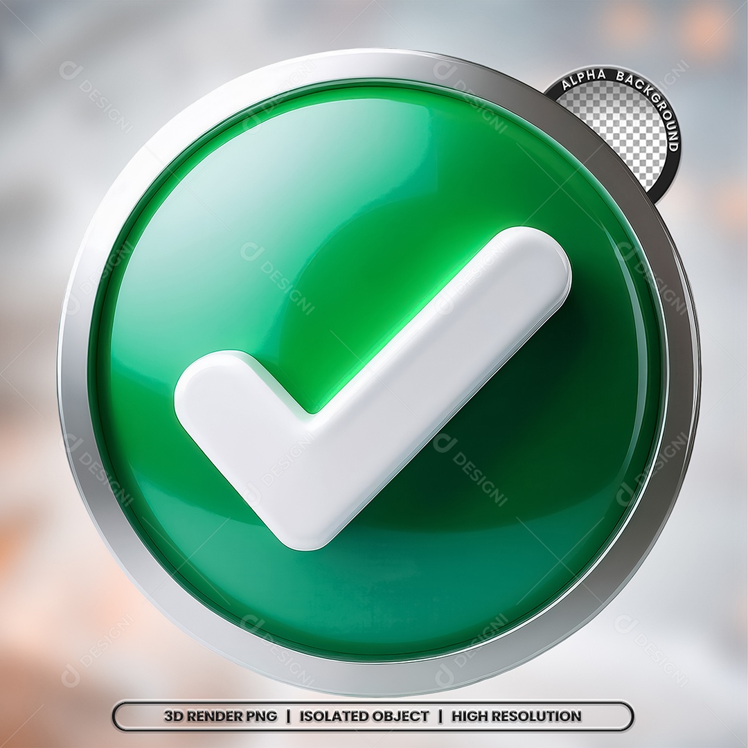 Selo 3D Render Visto Verificado Elemento Ícone PSD