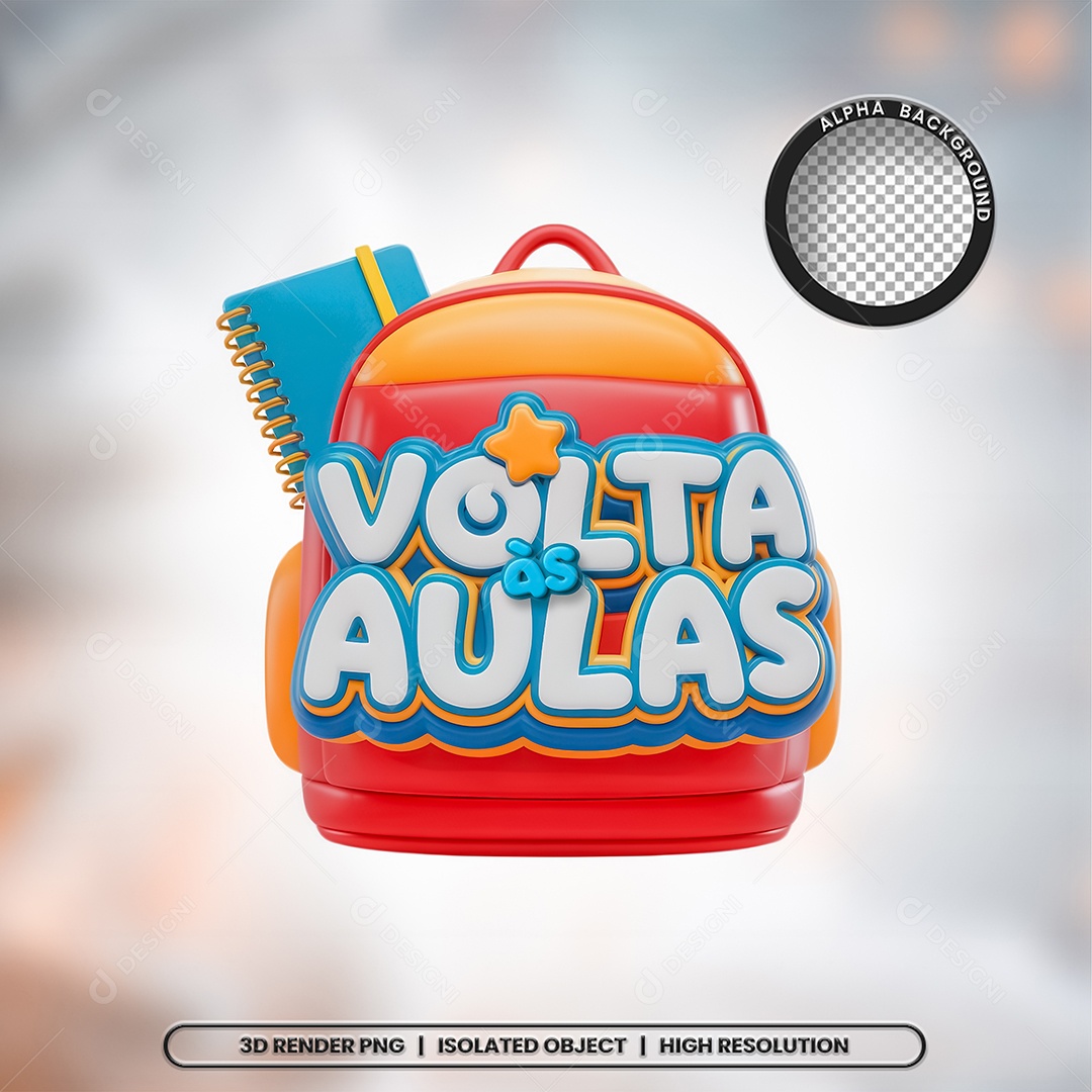 Selo 3D Render Volta Às Aulas Elemento Ícone PSD