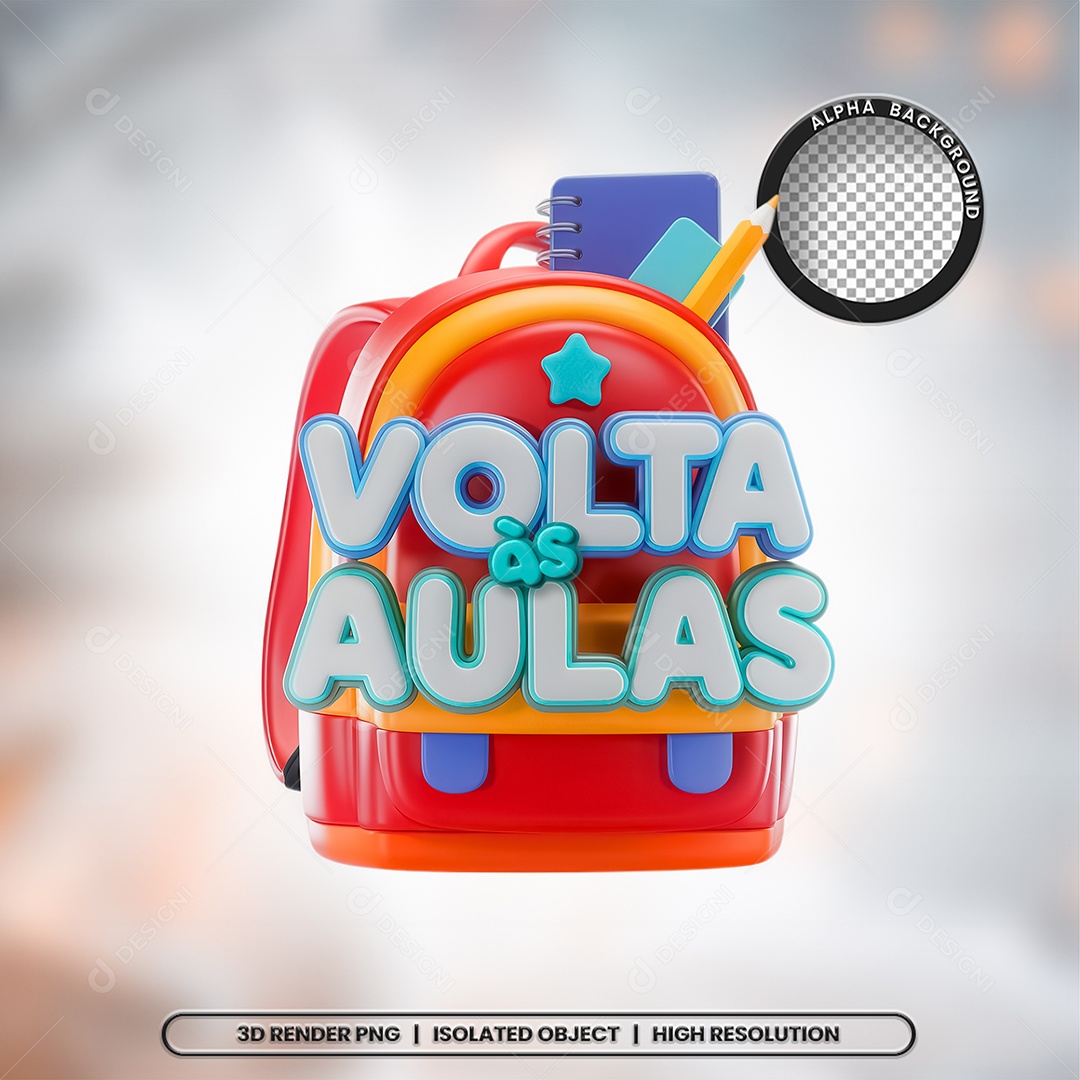 Selo 3D Render Volta Às Aulas Elemento Ícone PSD