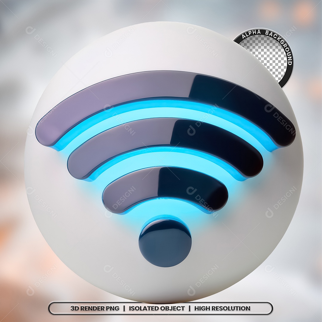 Selo 3D Render Wi-fi Elemento Ícone PSD