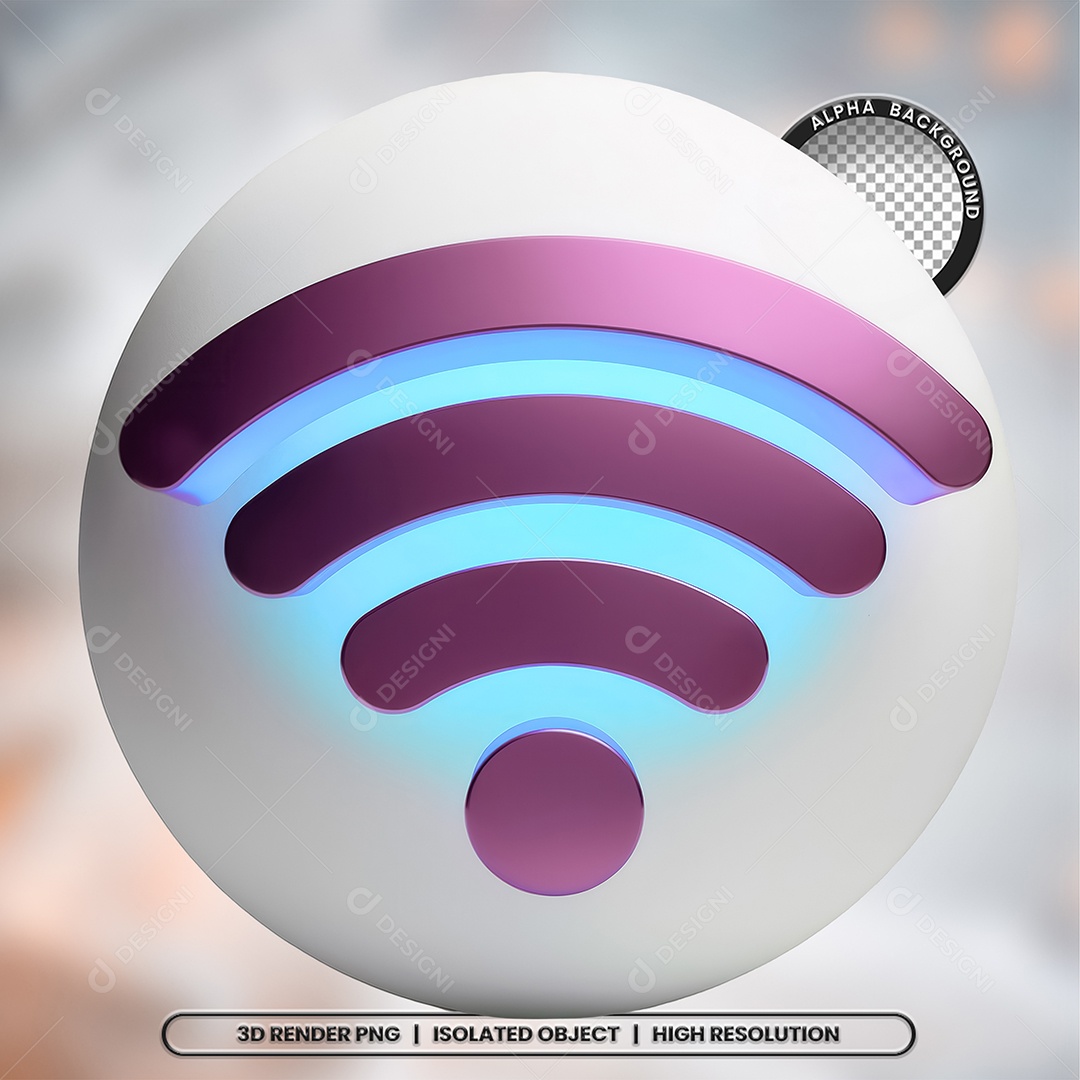 Selo 3D Render Wi-fi Elemento Ícone PSD
