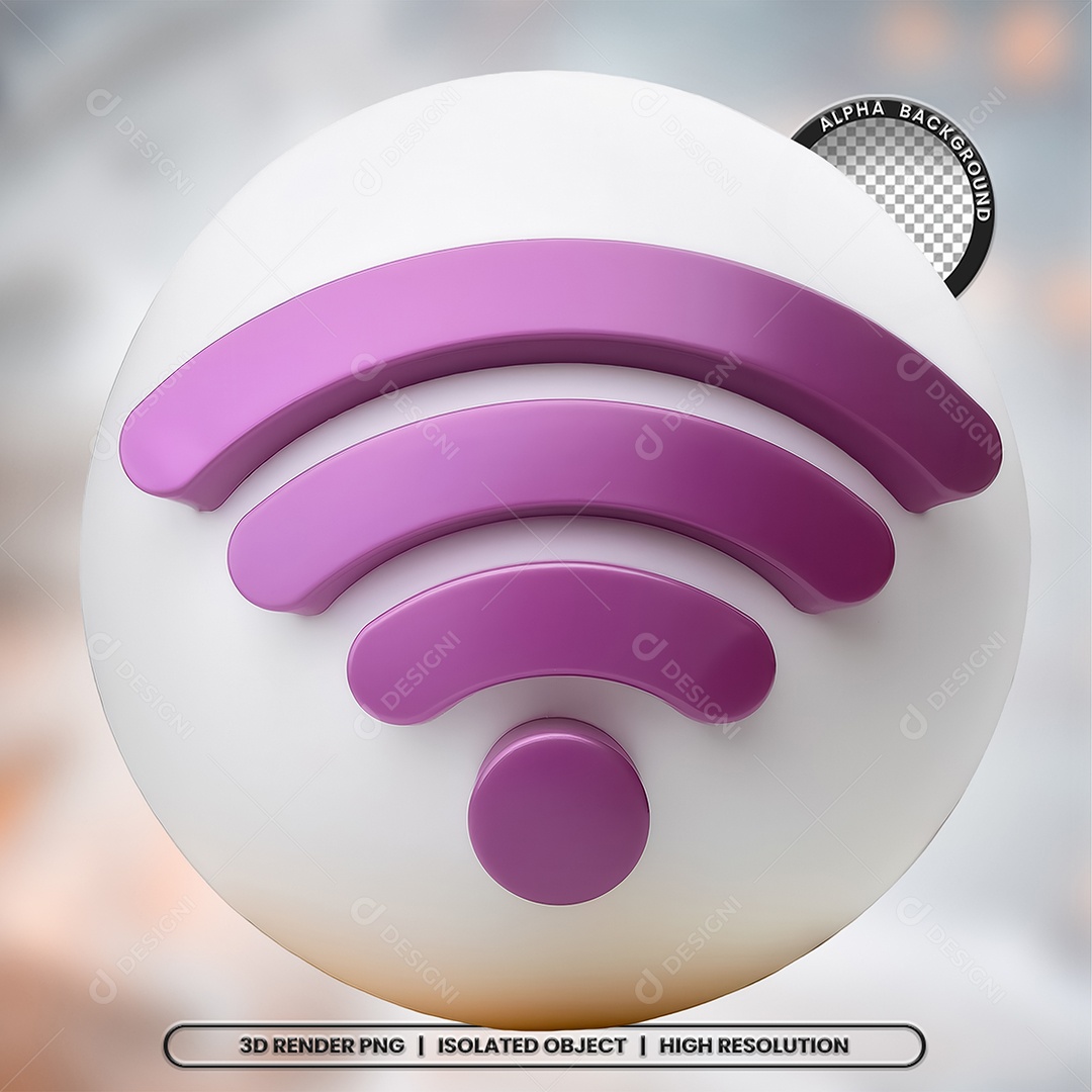 Selo 3D Render Wifi Wi-fi Elemento Ícone PSD