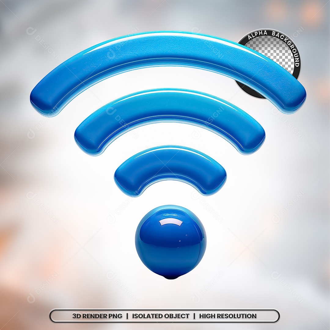 Selo 3D Render Wifi Wi-fi Elemento Ícone PSD