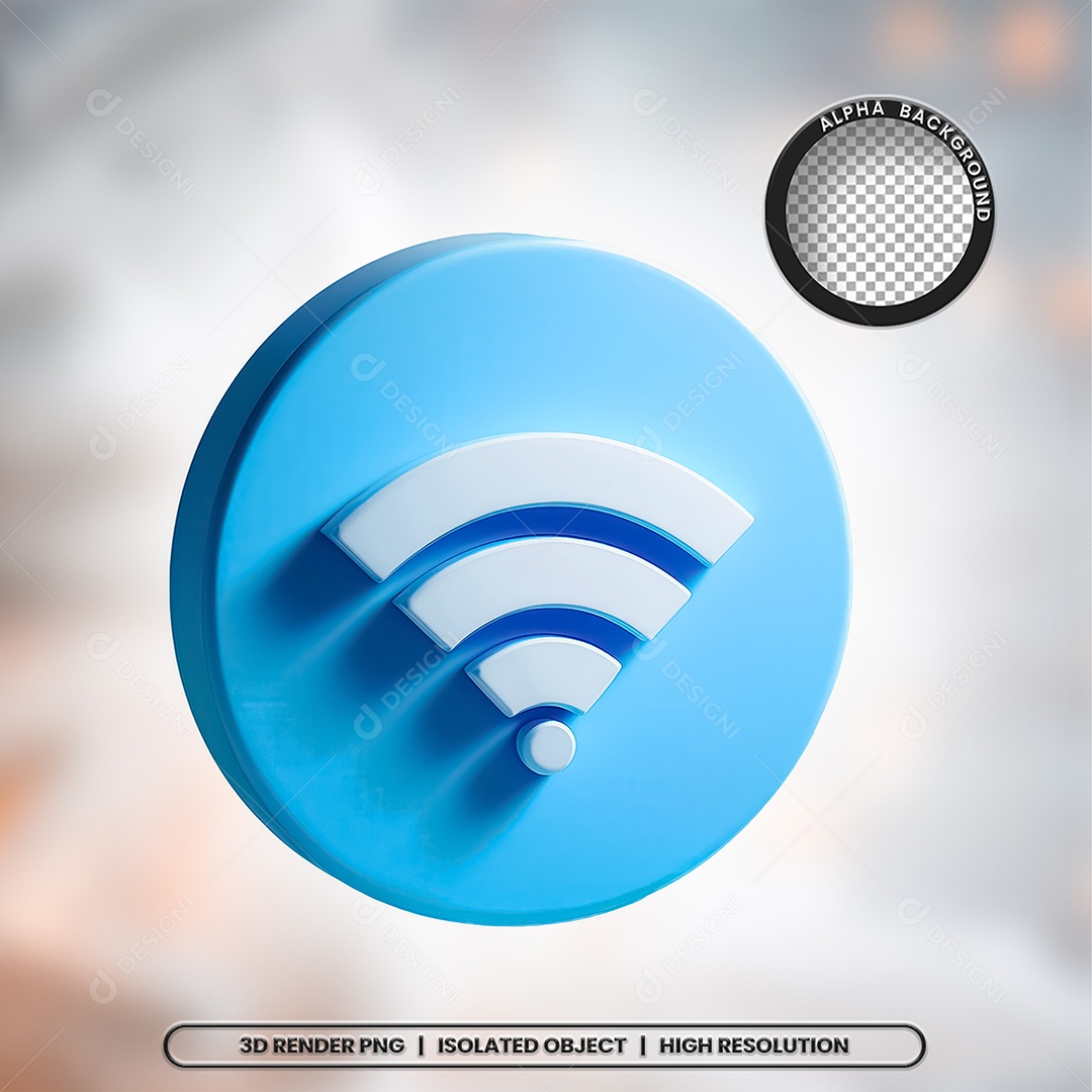 Selo 3D Render Wifi Wi-fi Elemento Ícone PSD