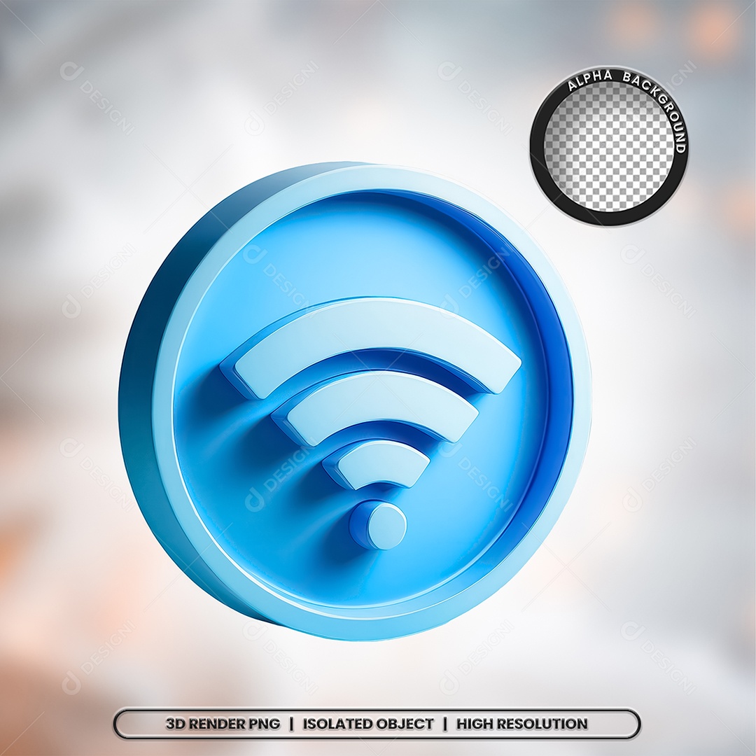 Selo 3D Render Wifi Wi-fi Elemento Ícone PSD