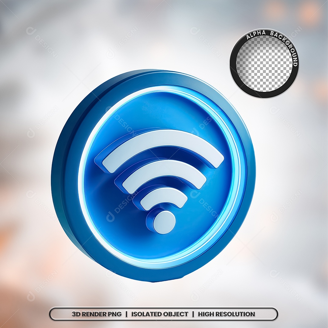 Selo 3D Render Wifi Wi-fi Elemento Ícone PSD