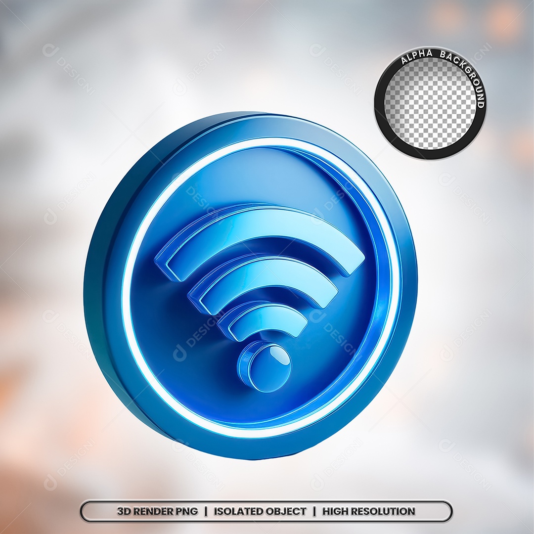 Selo 3D Render Wifi Wi-fi Elemento Ícone PSD