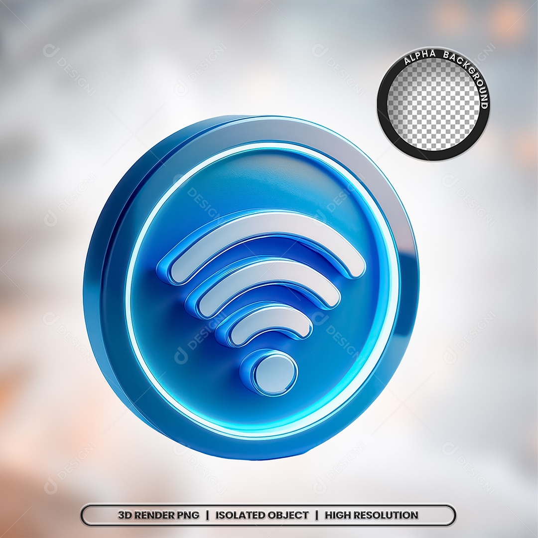 Selo 3D Render Wi-fi Elemento Ícone PSD