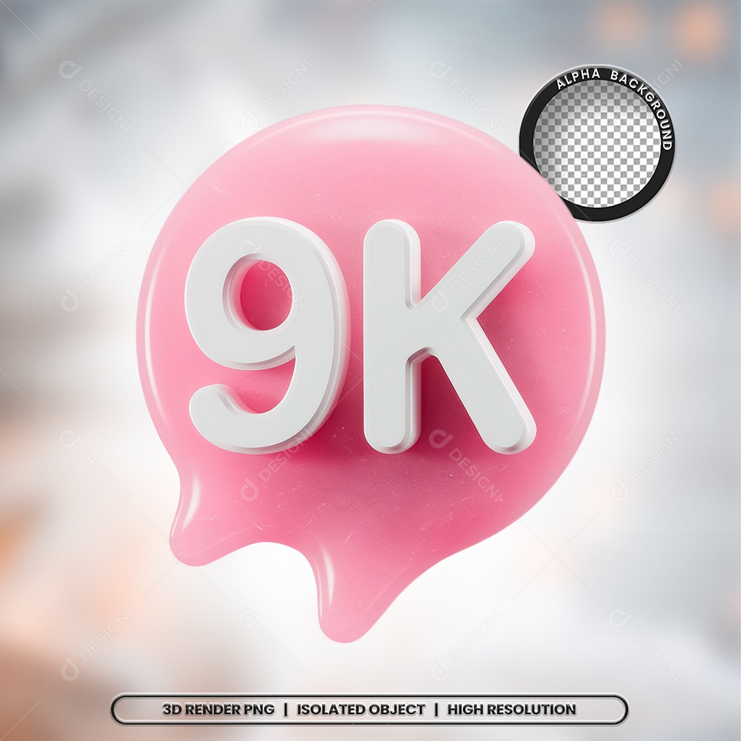 Selo 3D Render 9K De Seguidores Elemento Ícone PSD