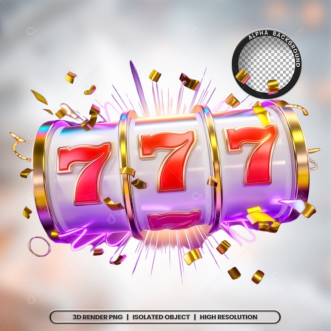 Selo 3D Render 777 Elemento Ícone PSD