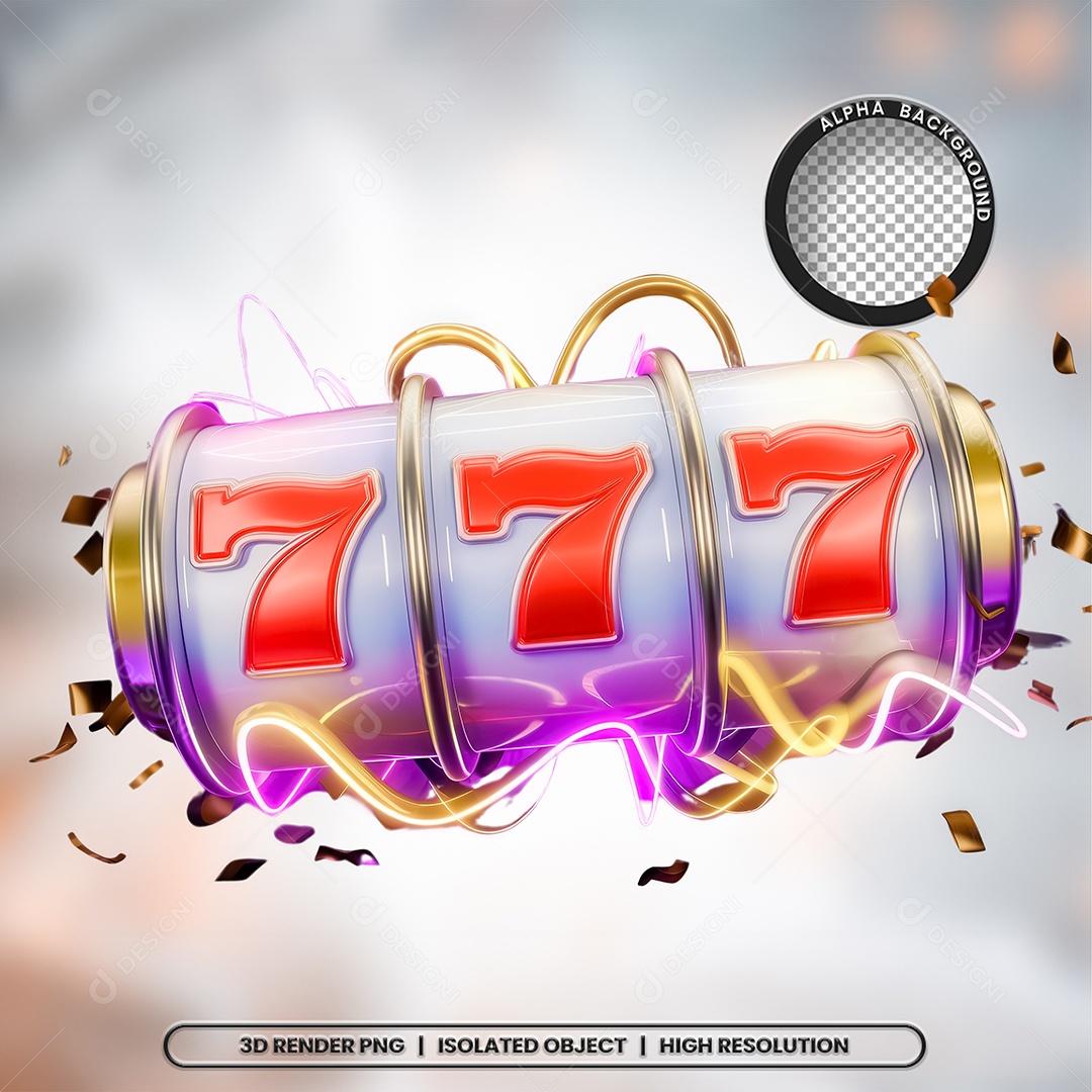 Selo 3D Render 777 Elemento Ícone PSD