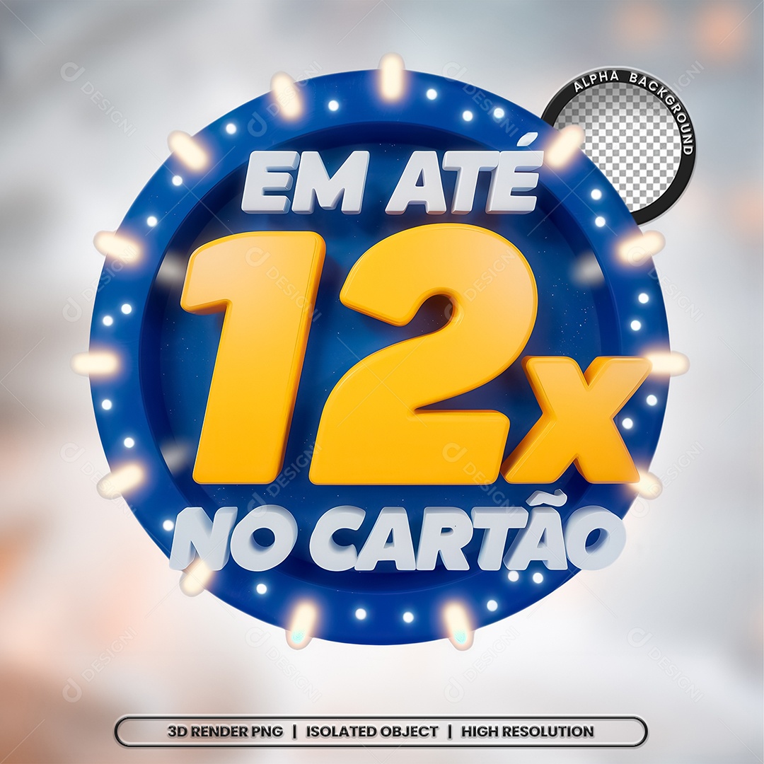 Selo 3D Até 12x para Composição PSD
