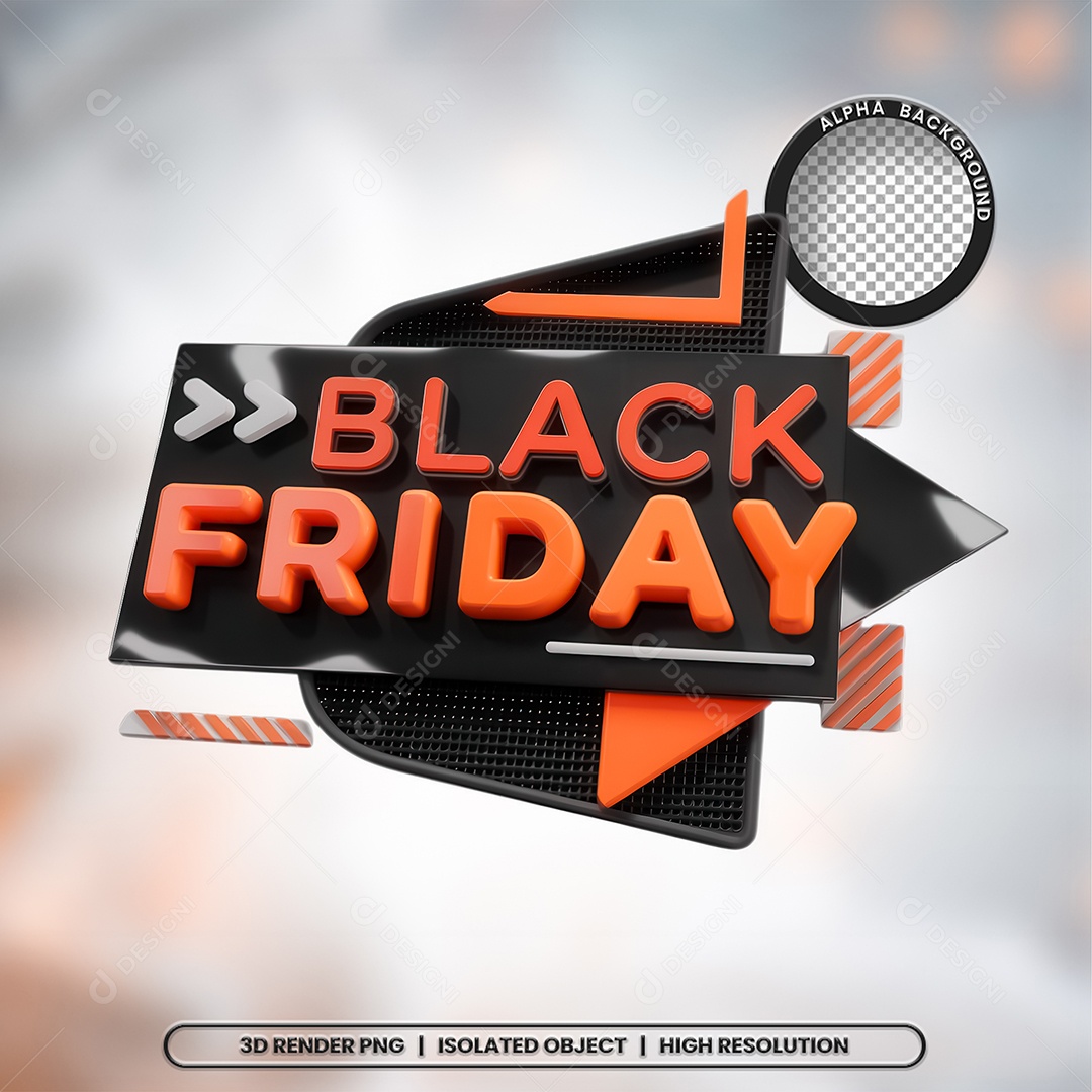 Selo 3D Black Friday para Composição PSD