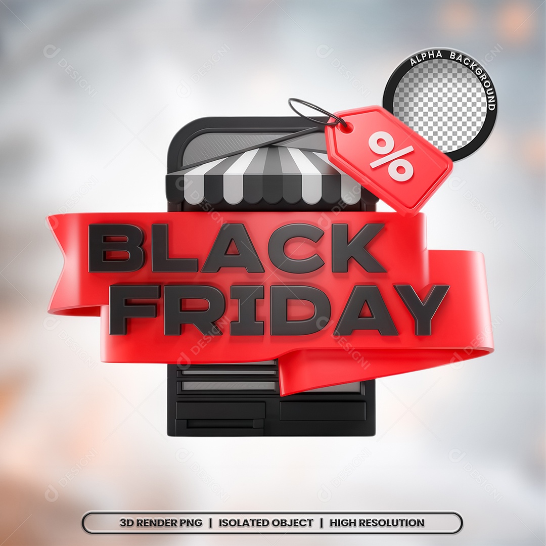 Black Friday 3D Red and Black Seal for PSD Composition