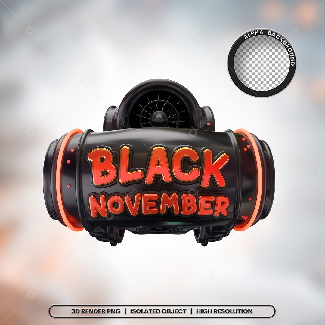 Selo 3D Black November para Composição PSD