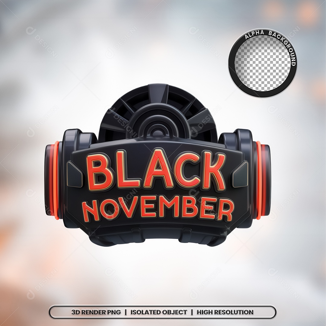 Selo 3D Black November para Composição PSD