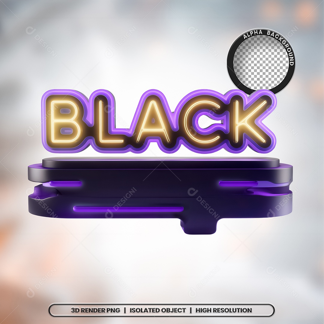 Selo 3D Black para Composição PSD