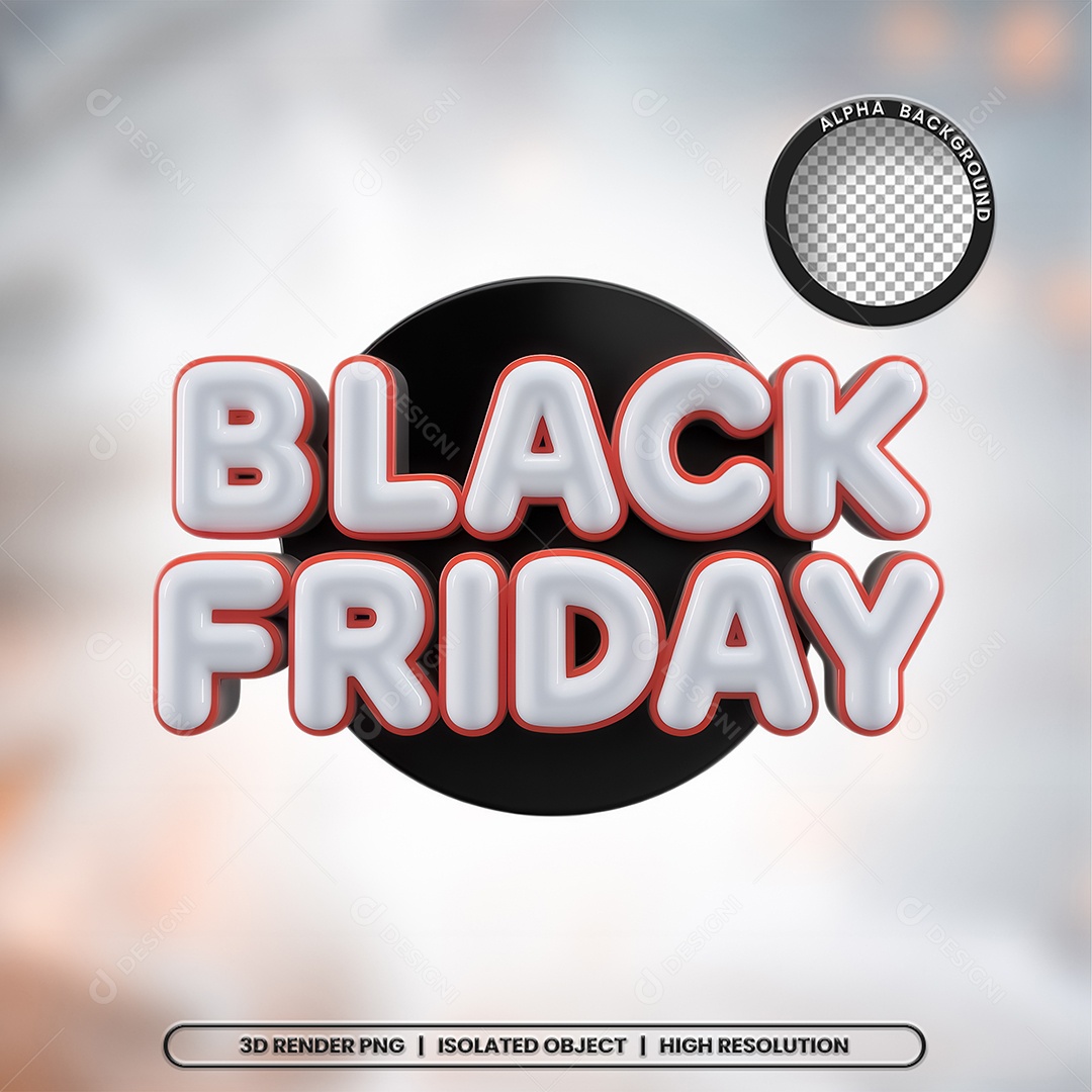 Selo 3D Black Friday para Composição PSD