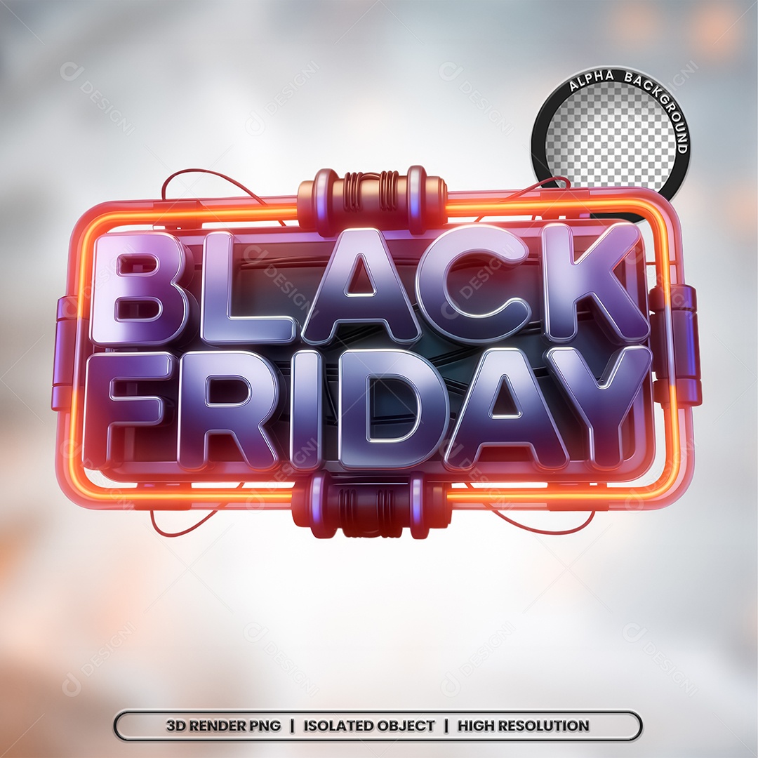 Selo 3D Black Friday para Composição PSD