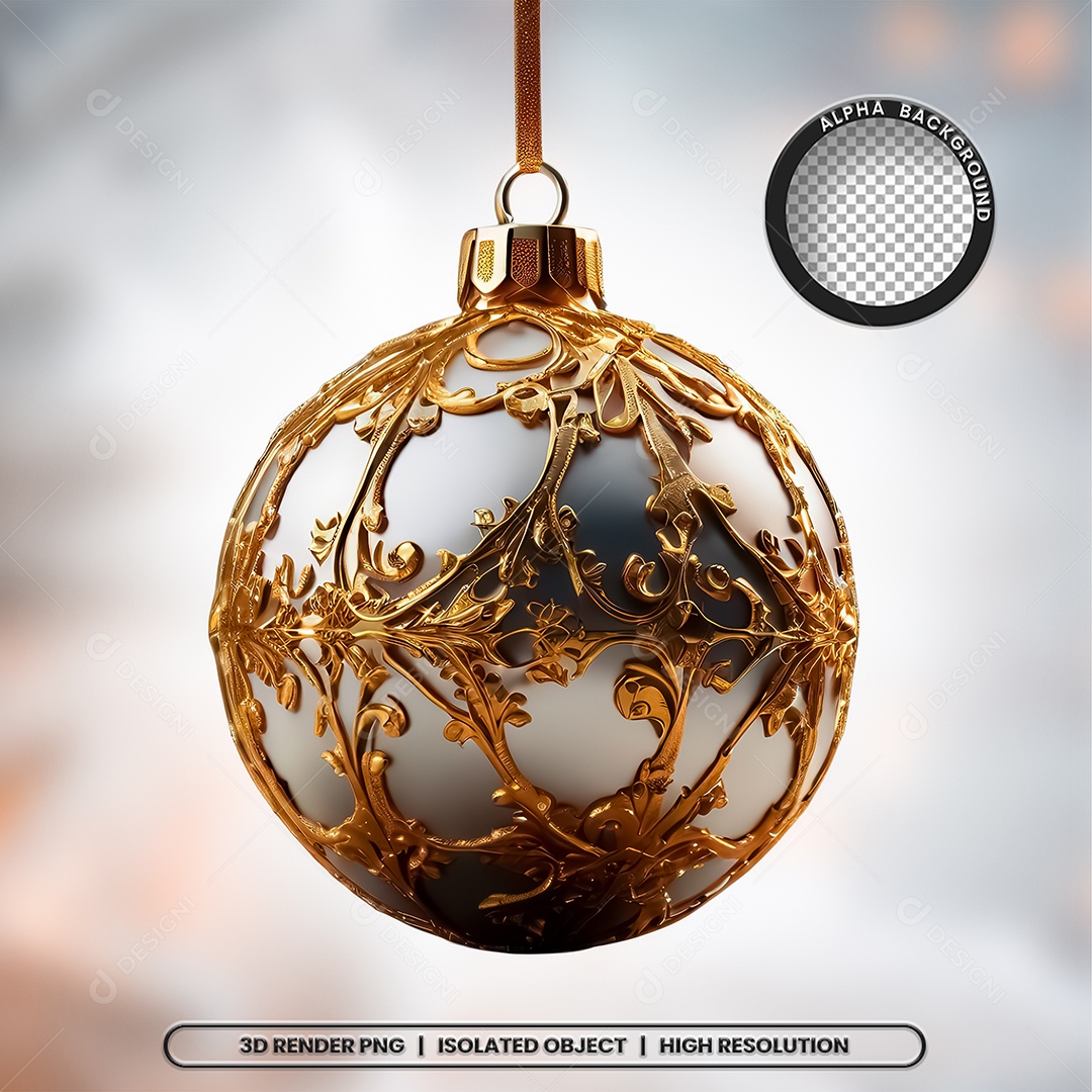 Elemento 3D Bola Dourada Decoração de Natal Composição PSD