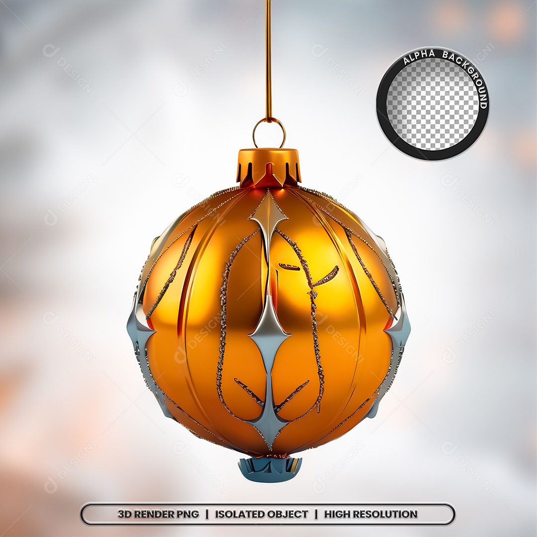Elemento 3D Bola Dourada Decoração de Natal Composição PSD