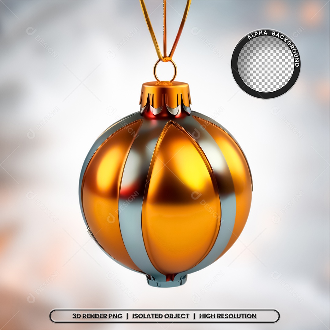 Elemento 3D Bola Dourada e Prata Decoração de Natal Composição PSD