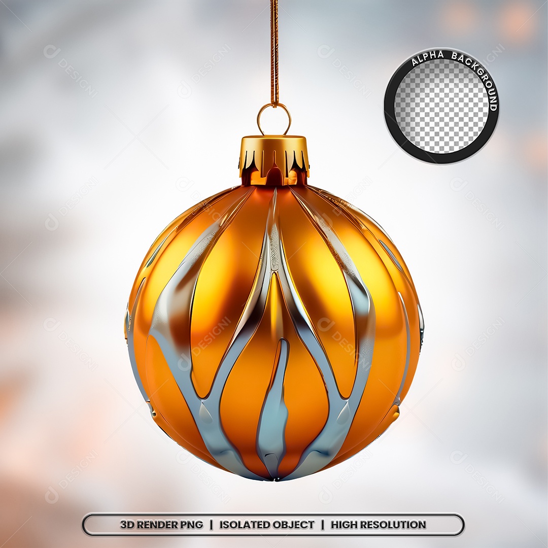 Elemento 3D Bola Dourada Decoração de Natal Composição PSD