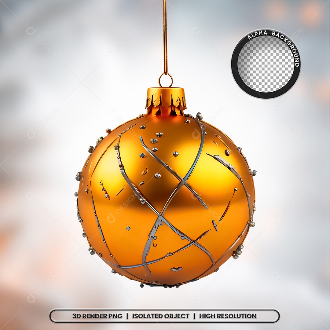 Elemento 3D Bola Dourada Decoração de Natal Composição PSD